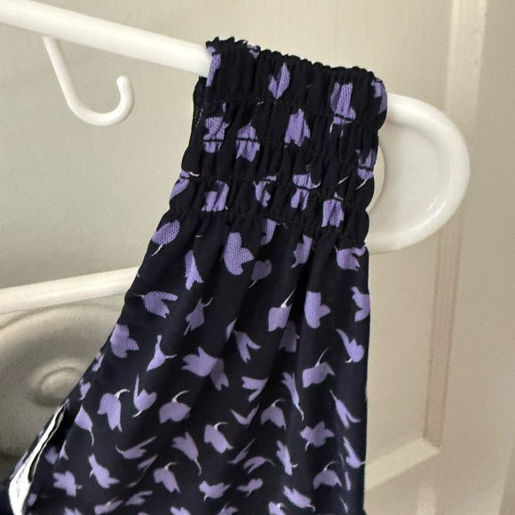 Womens Black & Lavender Mesh V-Neck Top - Picture 3 of 4